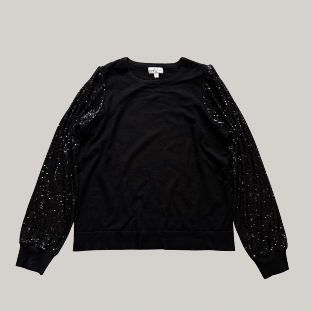 Grace & Lace Sequin Sleeve Drop Shoulder Sweater